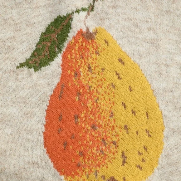 KNIT WOOL-BLEND ROUND NECKLINE PEAR GRAPHIC VEST Women's Small - Picture 4 of 11